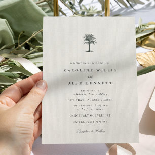 Invitación Boda Clásica Elegante con Palma Costera