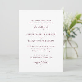 Invitación Boda clásica elegante de Borgoña