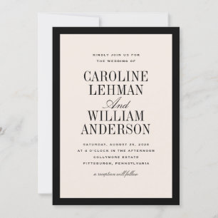 Invitación Boda clásica elegante de crema negra