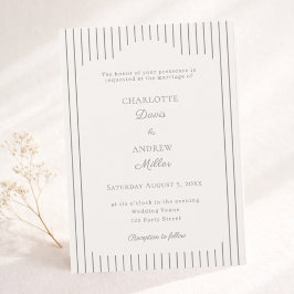 Invitación Boda clásica elegante de rayas marrones marfil