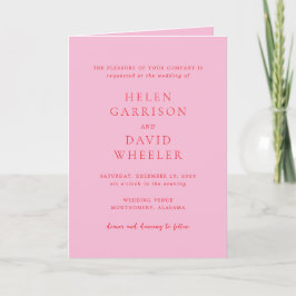 Invitación Boda clásica elegante de rosa y rojo