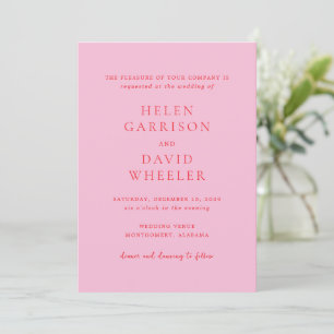 Invitación Boda clásica elegante de rosa y rojo