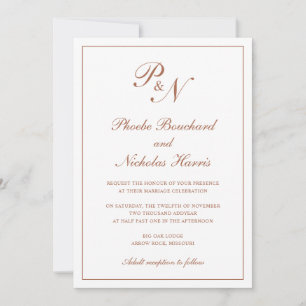 Invitación Boda Clásica Elegante de Terracota