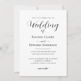Invitación Boda Clásica Elegante en Blanco y Negro
