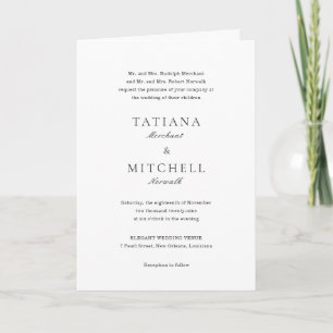 Invitación Boda clásica elegante en blanco y negro