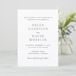 Invitación Boda Clásica Elegante en Blanco y Negro