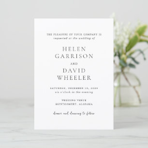 Invitación Boda clásica elegante en blanco y negro