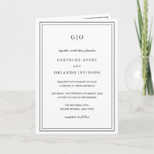 Invitación Boda clásica elegante en blanco y negro