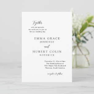 Invitación Boda clásica elegante en blanco y negro