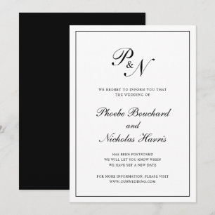 Invitación Boda clásica elegante en blanco y negro