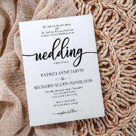 Invitación Boda Clásica Elegante en Blanco y Negro
