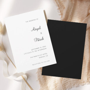 Invitación Boda Clásica Elegante en Blanco y Negro