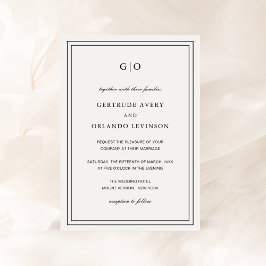 Invitación Boda clásica elegante en blanco y negro