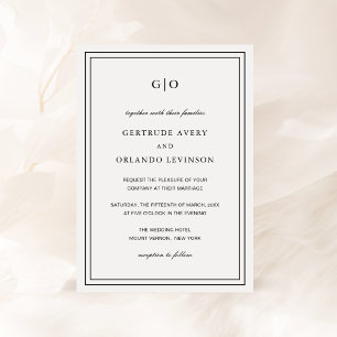 Invitación Boda clásica elegante en blanco y negro
