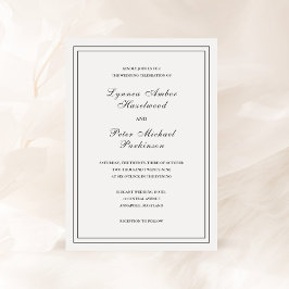 Invitación Boda clásica elegante en blanco y negro