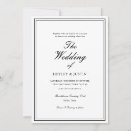Invitación Boda clásica elegante en blanco y negro