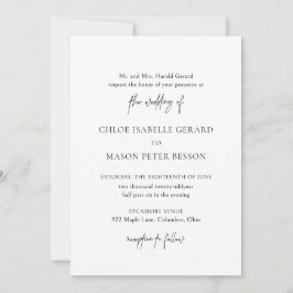 Invitación Boda clásica elegante en blanco y negro