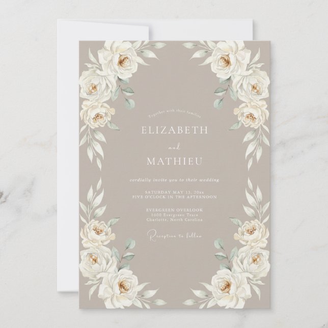 Invitación Boda Clásica Elegante Fawn (Anverso)