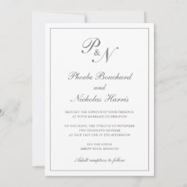 Invitación Boda clásica elegante gris