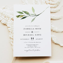 Invitación Boda Clásica Elegante Minimalista con Vegetación