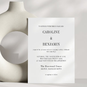Invitación Boda Clásica Elegante Minimalista Moderna en Blanc
