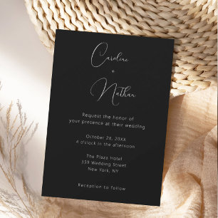 Invitación Boda clásica elegante moderna en negro y blanco