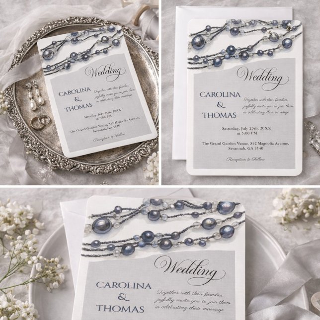 Invitación Boda Clásica Elegante Perla Plateada (Subido por el creador)