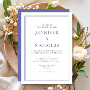 Invitación Boda clásica elegante púrpura y blanca