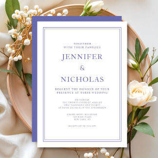 Invitación Boda clásica elegante púrpura y blanca