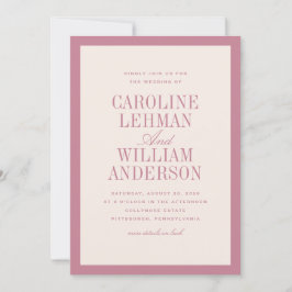 Invitación Boda clásica elegante rosa 