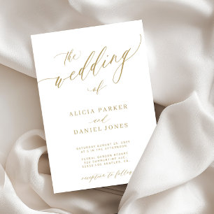 Invitación Boda clásica elegante simple oro blanco