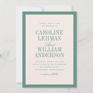 Invitación Boda clásica elegante verde claro