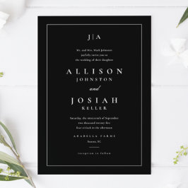 Invitación Boda Clásica en Blanco y Negro