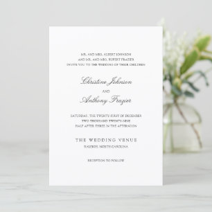 Invitación Boda Clásica en Blanco y Negro Dinero Antiguo