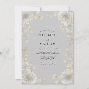 Invitación Boda Clásica Etérea Gris Paloma