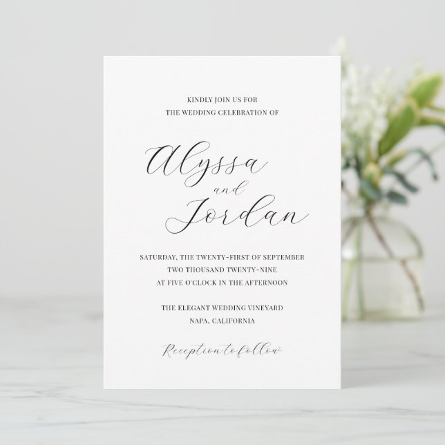 Invitación Boda clásica formal elegante (Anverso de pie)