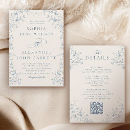 Invitación Boda Clásica Francesa Chinoiserie Todo en Uno