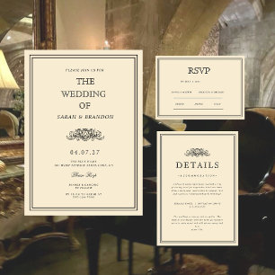 Invitación Boda Clásica Libro Antiguo