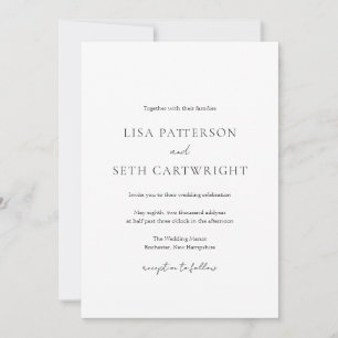 Invitación Boda Clásica Minimalista en Blanco y Negro