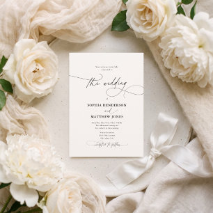 Invitación Boda Clásica Minimalista Romántica en Marfil