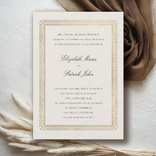 Invitación Boda Clásica Moderna Formal de Lino Dorado Lys