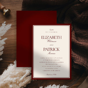 Invitación Boda Clásica Moderna Formal de Profundo Burdeos