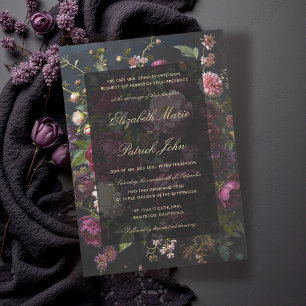 Invitación Boda Clásica Moderna Romántica Oscura Formal