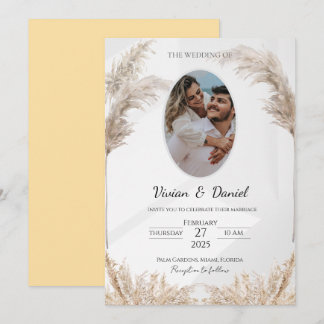 Invitación Boda Clásica Negra y Dorada Personalizable