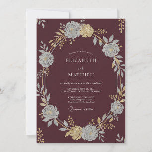 Invitación Boda Clásica Otoñal de Burdeos