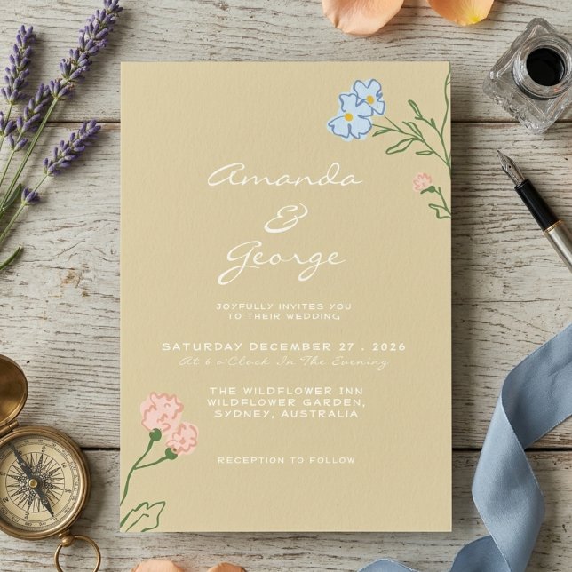 Invitación Boda Clásica Retro Floral Groovy Boho  (Subido por el creador)