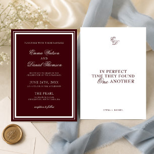 Invitación Boda Clásica Romántica de Cita en Rojo Borgoña