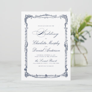 Invitación Boda Clásica Simple con Marco Vintage de Marina