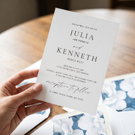 Invitación Boda Clásica Tradicional en Blanco y Negro