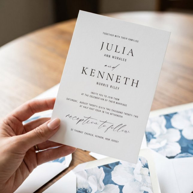 Invitación Boda Clásica Tradicional en Blanco y Negro (Subido por el creador)